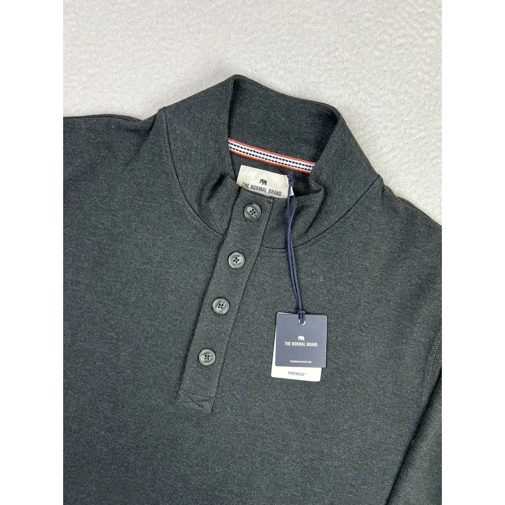 The Normal Brand Sweatshirt Mens 3XL Gray Puremeso Henley Mock‎ Neck Pullover